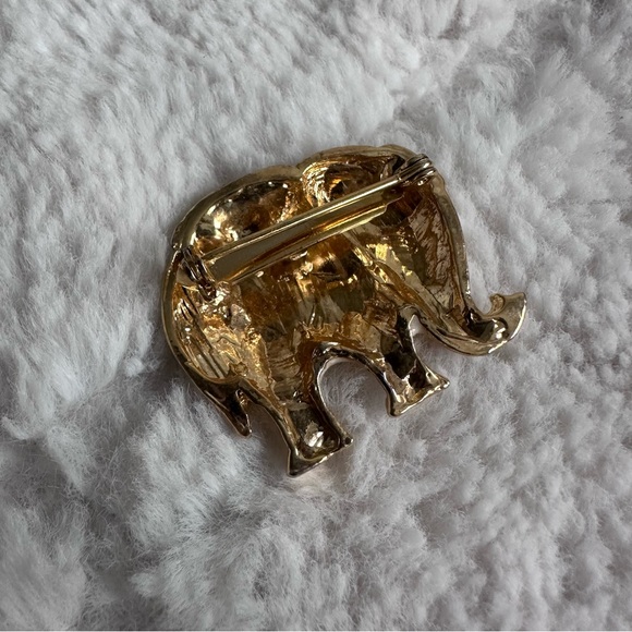 Vintage Bollywood Style Enamel Rhinestone Elephant Pin - Picture 3 of 4